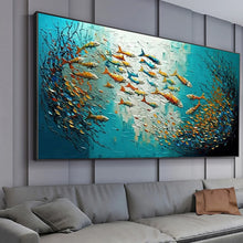 Abstract Blue Sea Fish Canvas Painting Nordic Art Graffiti Large Size Posters Print Modern Living Room Home Decoration Picture