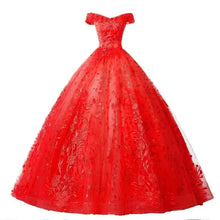 Elegant Womens Luxury Wedding Dress One Collar Puff Skirt