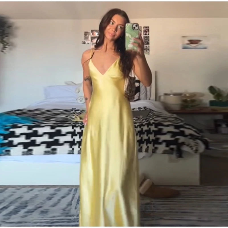 Women Green Ruched Elegant Satin Maxi Dress Mermaid One-shoulder Cutout Slim Fit Flowy Vestido 2026 Lady Summer Evening Vestidos