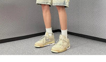 Star Patchwork Yellow Clay Color Jeans Summer Men Denim Shorts Trendy Streetwear Five-point Pants Straight Jeans Shorts