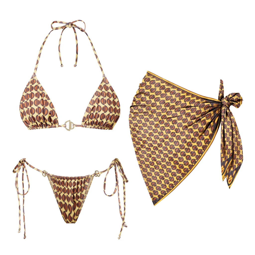 Sexy Halter Bikini Swimsuit with Pants Swimwear Women Brazilian Bikini High Leg Bathing Suit Summer Female