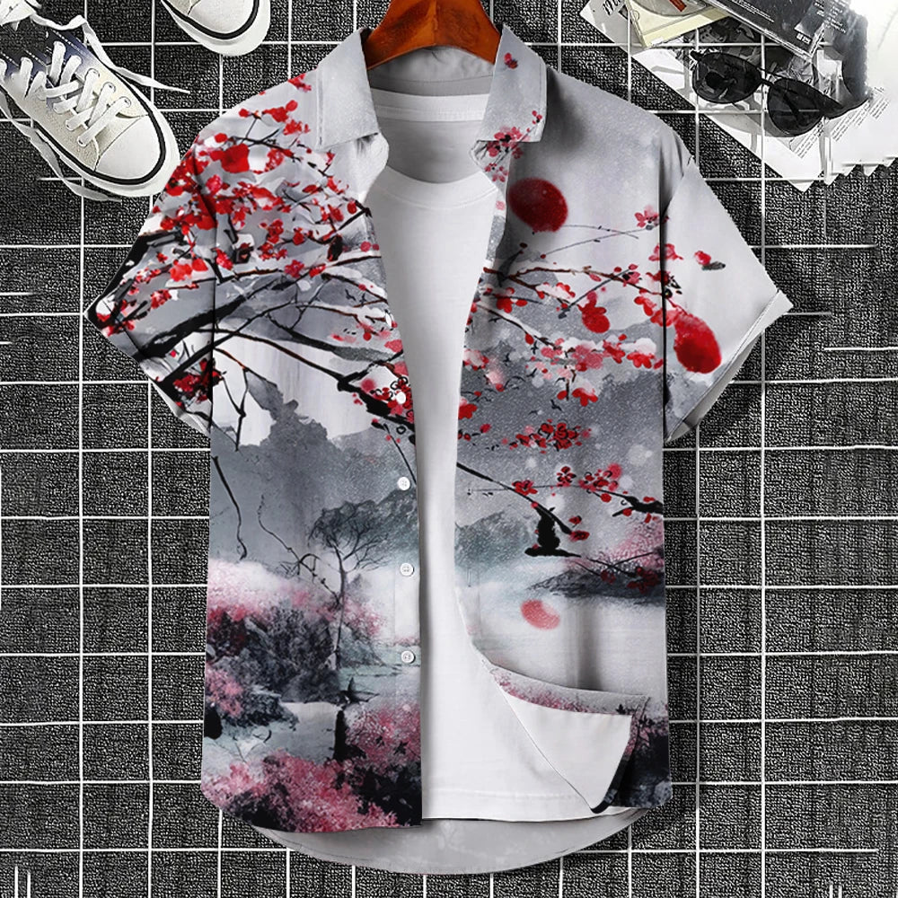 Simple Men'S Shirt 3d Printed Retro Fashion Top Loose Oversized Wear Every Day Casual Short Sleeved Shirt Comfort Men'S Clothing