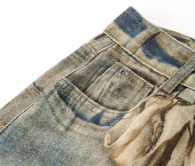 New Men's Punk Fashion Distressed Streetwear Denim Pantalones 3D Cartoon Bear Graphic Baggy Y2K Jeans Hip Hop Printed Jean