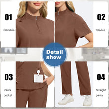 Niaahinn Pants Sets Scrubs Top with Zipper Salon Beauty Spa Uniform Women Men Scrub Uniforms Healthcare Pharmacy Nurse Work Wear