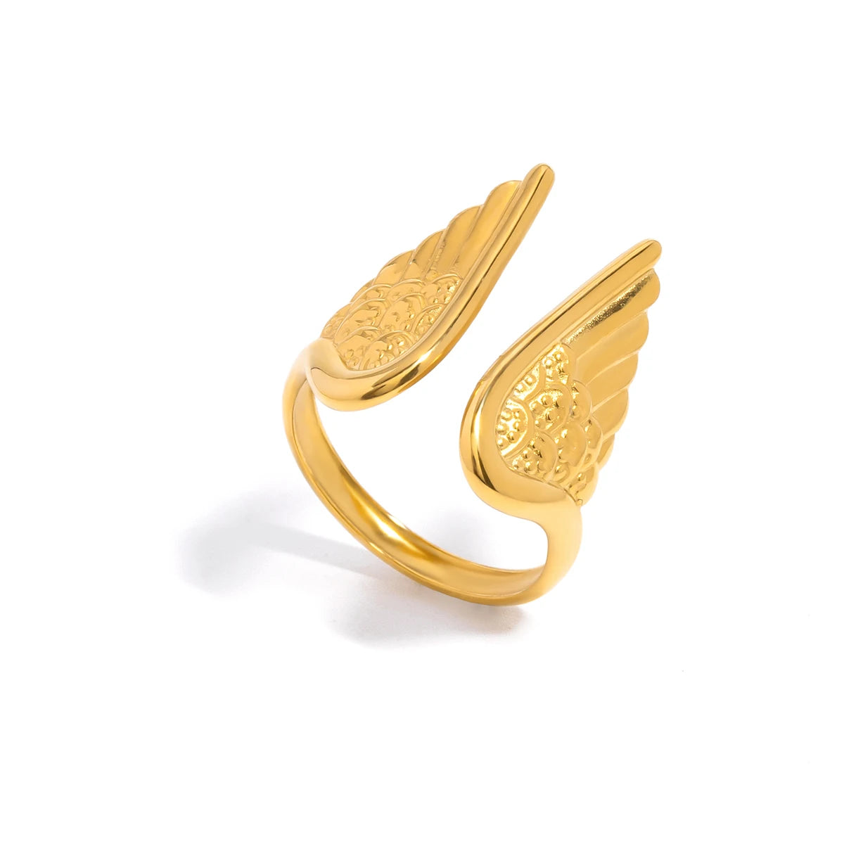 Yori Stainless Steel High Quality Angel Wings Adjustable Open Ring 18K PVD Plated Charm Daily Jewelry 2025 Gift