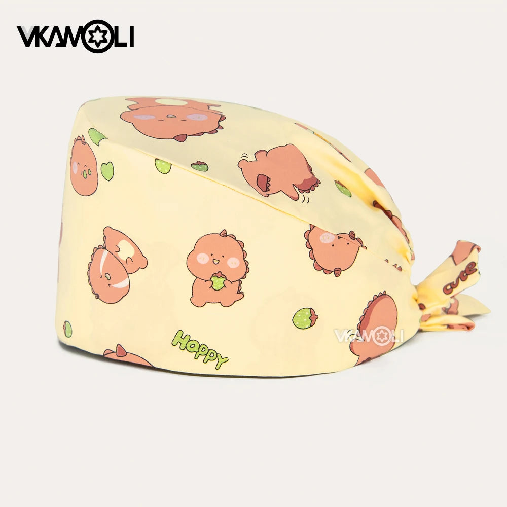 Cartoon Dinosaur series printed hospital surgical cap Reusable Hats  Protection Anti-dust Caps Breathable Caps Cover