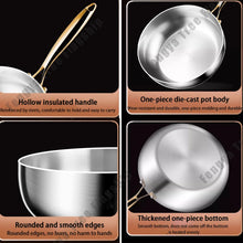316 Stainless Steel Frying Pan Deepened Wok Non-Stick Skillets Steak Gas Stove Induction Cooker Universal Pan Kitchen Cookware