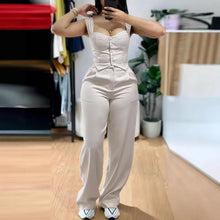 2025 American European New Fashion Women's Elegant Solid Color Trendy 2 Piece Sets Strapeless Suspender Vest Trousers Female