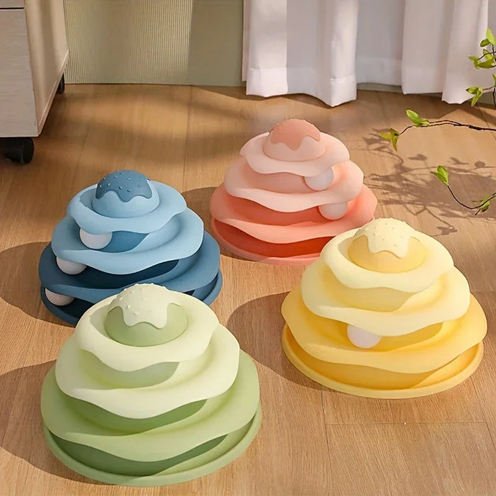 3-Layer Cat Turntable Toy Interactive Pet Cat Toy Tower Tracks Cat Toy Educational Play Indoor Cat Teaser Durable Polypropylene