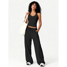 Women Gym Sets V Neck Vest Loose Trousers Suits Sports Workout Athletic Yoga Pants Training Casual 2 Pecs Tracksuits