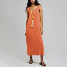 Fashion Chic Elegant Summer Dresses Woman Terry Cloth Casual O-Neck Sleeveless Basic Long Maxi Dresses Vestidos De Mujer