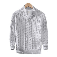pure Cotton Sweaters Men's High Quality Autumn Cable Knit Christmas Sweater With Zipper Turtleneck Pullovers Zipper Pull Homme