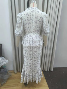 Robe longue à imprimé, col en V, taille cintrée et plissée, à revers et manches courtes, taille haute, élégante, nouvelle robe d'été pour femme