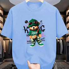 Nouveau t-shirt homme été tendance respirant à col rond avec motif imprimé baskets ours géométrique haut décontracté extérieur