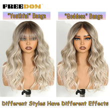 Freedom 6x4 Lace Front Wigs Ombre Brown Blonde Wavy Bangs