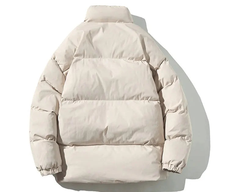 Streetwear Harajuku Warm Men's Winter Coat Solid Color Casual Parka Stand Collar Fashion Oversize Women's Winter Jacket