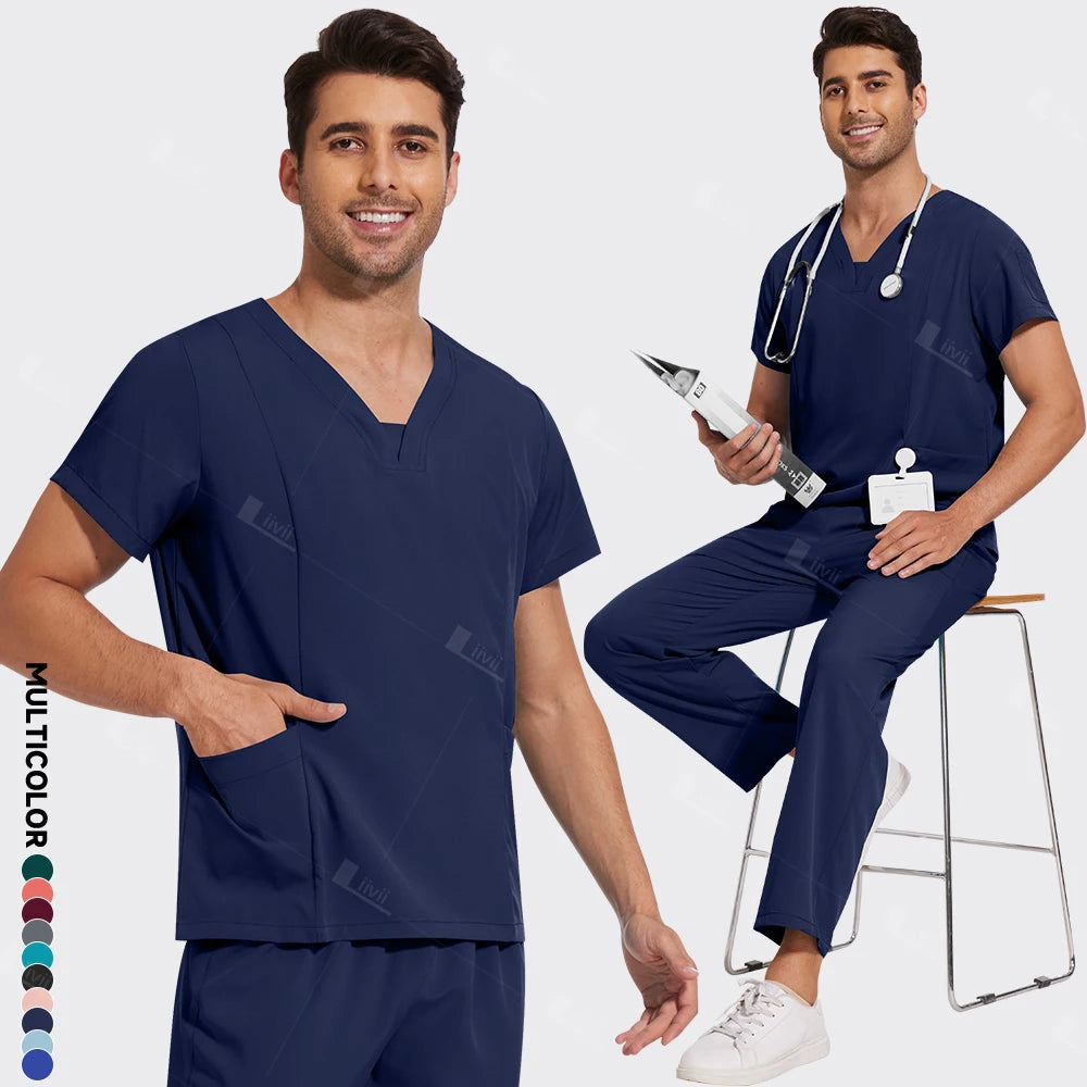 Newest Nursing Surgical Uniforms Woman Doctor Nurse Uniforms Men Straight Pants Scrub Set Medical Clothing Beauty Salon Workwear