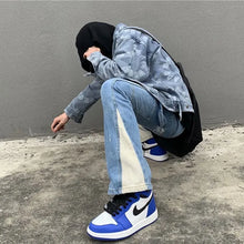 2026 Y2K Patchwork Washed Blue Baggy Flare Jeans Pants Men Clothing Straight Loose Vintage Old Denim Trousers Pantalones Hombre