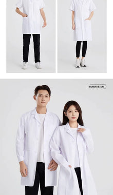 Long Sleeve White Lab Coat Work Uniform for Women Short Sleeve Summer Student Doctor Suit Male Lab Coat Isolation Gown