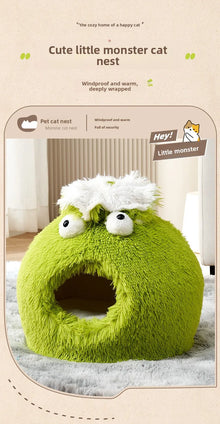 Cozy Enclosed Cat Bed for Winter Warmth Security Indoor Pet House for Cats and Small Dogs with Soft Padding 4 Seasons Use