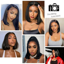 200% Density 13x4 Short Bob Straight Brazilian Remy Hair HD Transparent Lace Full Lace Frontal Wigs 4x4 5x5 Closure Wig 2x6 Lace