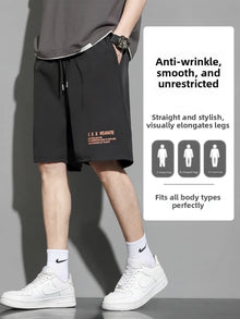 Ice Silk Quick Dry Sports Shorts Casual Beach Loose Fit Youth Active Polyester Fiber Summer Thin Straight Leg Pure Color