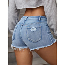 2025 Summer High Waist Light Wash Jean Shorts Women | Vintage Y2K Booty Lifting Shorts High Street Distressed Raw Edge Hot Pants