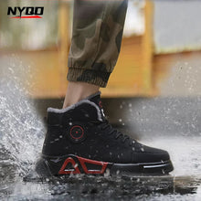 Bottes de neige montantes d'hiver pour moto, chaussures de sécurité imperméables, anti-écrasement et anti-perforation, baskets à embout en acier incassables
