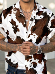 The new men's short-sleeved shirt for summer 2025 features a casual fashionable comfortable and soft 3D pattern print