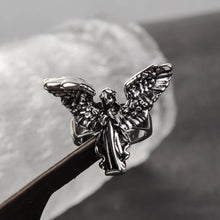Antique Design Ring Distressed Angel Silver Color Opening Rings Fashion Punk Hip Hop Couple Rings Party Women Men Jewelry Gifts