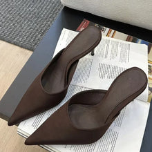 2025 Summer Minimally Pointed Women's Slippers Comfortable And Easy To Wear High Heel Slippers Fashionable Women's Shoes.