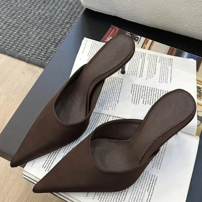 2025 Summer Minimally Pointed Women's Slippers Comfortable And Easy To Wear High Heel Slippers Fashionable Women's Shoes.