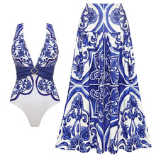 2024 Vintage Printed One Piece Swimsuit Women Beachwear