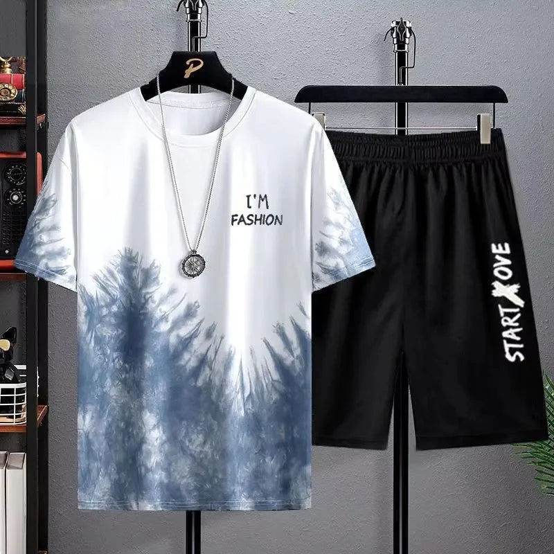 Summer Quick Drying Men's Sets Fashion tracksuits Casual Breathable Short Sleeve 3D Printed Sports T-shirt+Shorts Basketball Set