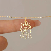 Treebud Custom Personalized Children's Drawing Necklace Stainless Steel for Women Men Special Logol Artwork Pendant Jewelry Gift