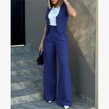 Fashionable Women's Casual Suit Set Wide Leg Pants Vest Two-Piece Outfit Chic Workwear Winter Office Ensemble for Middle-Aged...