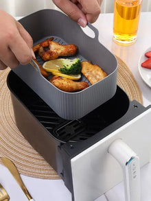 1/2PCS Reusable Air Fryer Silicone Tray Dish Dual 2 Basket Baking Pan Oven Pot Plate Liner Dual Air Fryer Accessories For Ninja