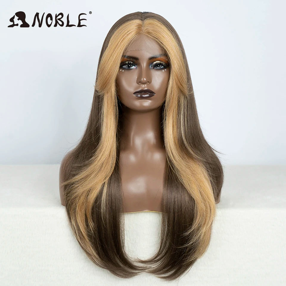 Noble 26 Inch Synthetic Lace Front Wig Ombre Blonde Cosplay