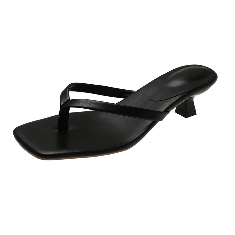 Summer Women Clip Toe Slippers Comfort Low Heel Slides Shoes Ladies Casual Dress Street Style Sandalis