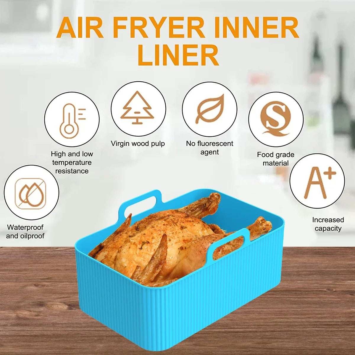 2Pcs Air Fryer Silicone Liner for Ninja Dual Air Fryer Accessories Reusable Baking Pan Basket Oven Pot Liner Kitchen Accessories