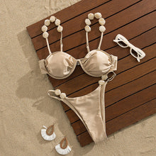 Golden Printed High Waist Bikini Set Push Up Swimsuit Women