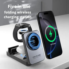 5 in 1 Magnetic Wireless Charger Foldable Charging Station Fast 15W Qi Charger for iPhone Samsung Huawei Xiaomi Watch AirPods