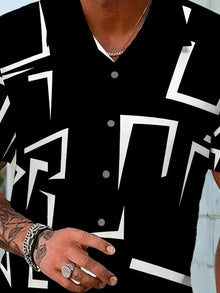 2026 Summer New Style Men's Short-Sleeved Shirt with 3D Patterned Print for Street Casual Fashion Comfortable and Stylish