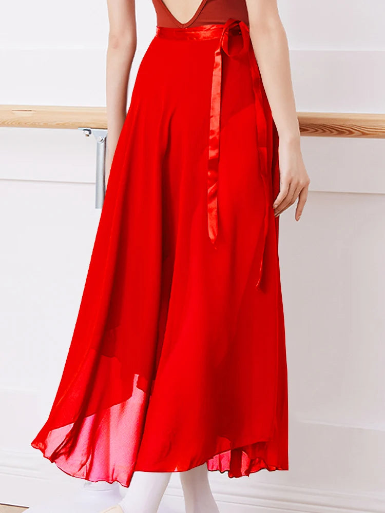 Adult Ballet Wrap Skirt for Women Soft Chiffon Dance Practice Skirt Ballet Class Performance Cover Up