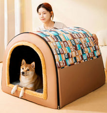 Removable Dog Warm House Washable Pet bed for Large Medium Dogs Travelling Portable Classic Design Pet House Sleeping Bed