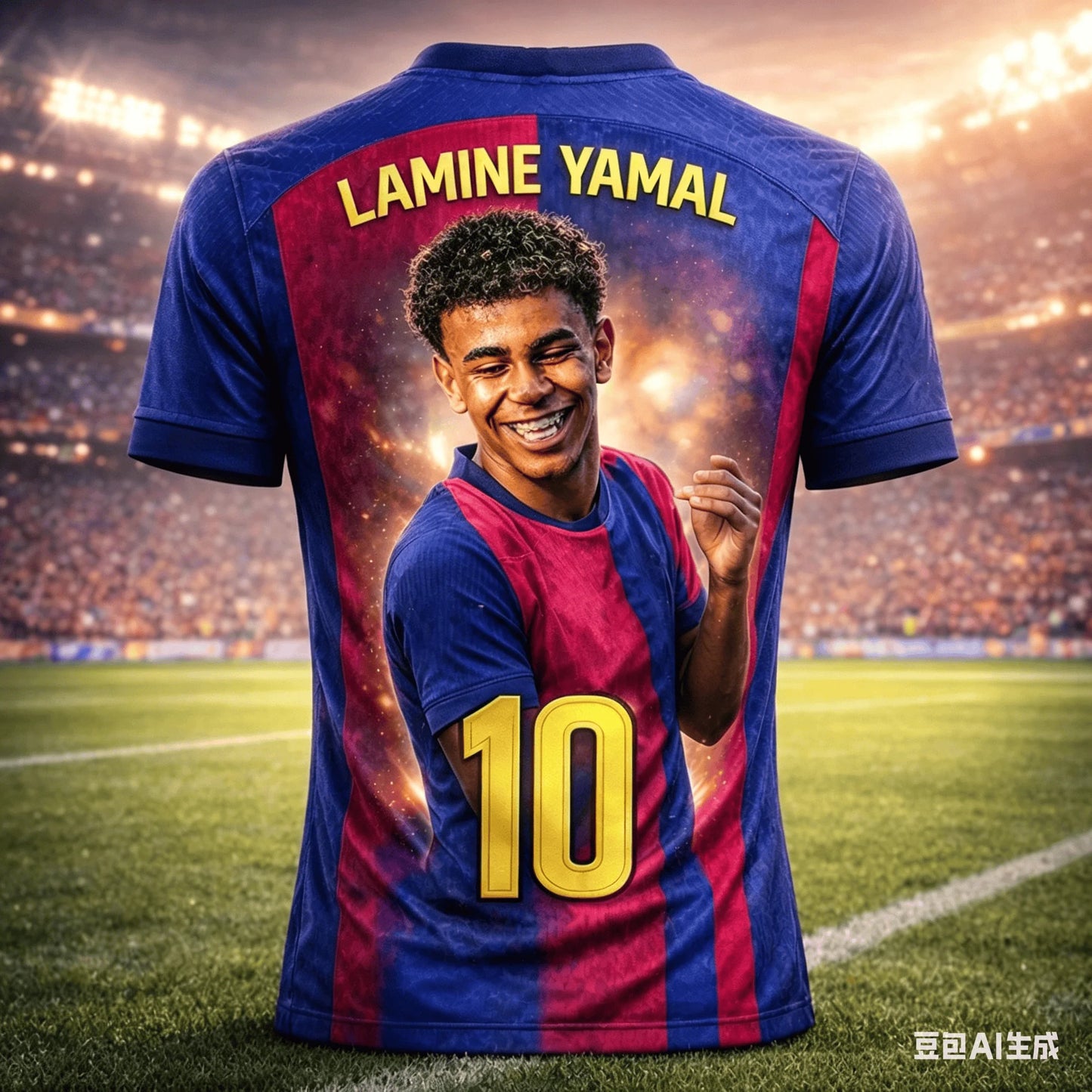 Lamine Yamal #10 Barcelona Soccer Jersey T-Shirt, Men Women Red Blue Short Sleeve Casual Football Fan Streetwear Tee