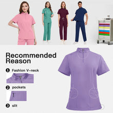 Elastic quick-dry scrub top, men's and women's surgical scrubs for doctors, beauty salon operating room scrub uniforms