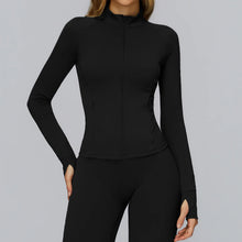 Women Stand Up Collar Zip Jacket Yoga Long Sleeve Gym Wear