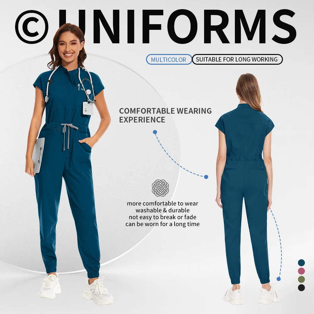 Medical Jumpsuits Scrubs Nurse Uniforms Women Men Nursing Workwear Beauty Salon Work Clothes Pet Clinic Surgical Scrubs Uniforms