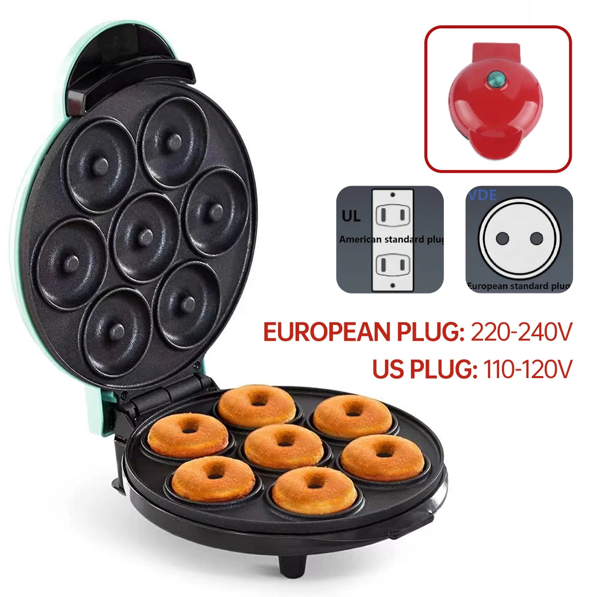7-hole Donut Machine, Cake Breakfast Machine, European Standard 220V, American Standard 110V Mini Baking Machine
